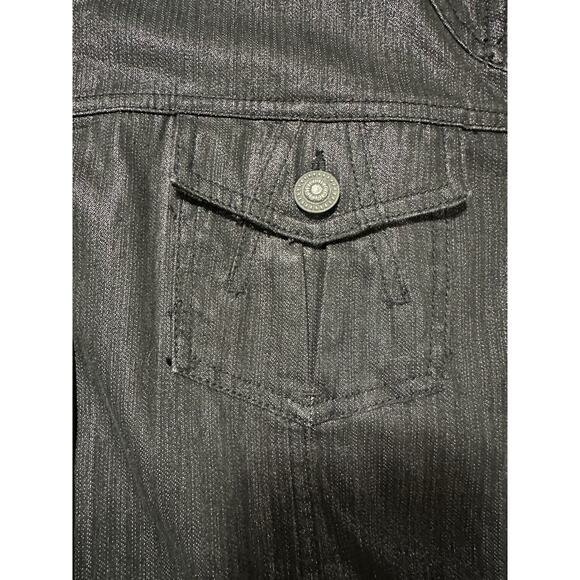 Black shiny denim jacket with beautiful buttons - Picture 4 of 5